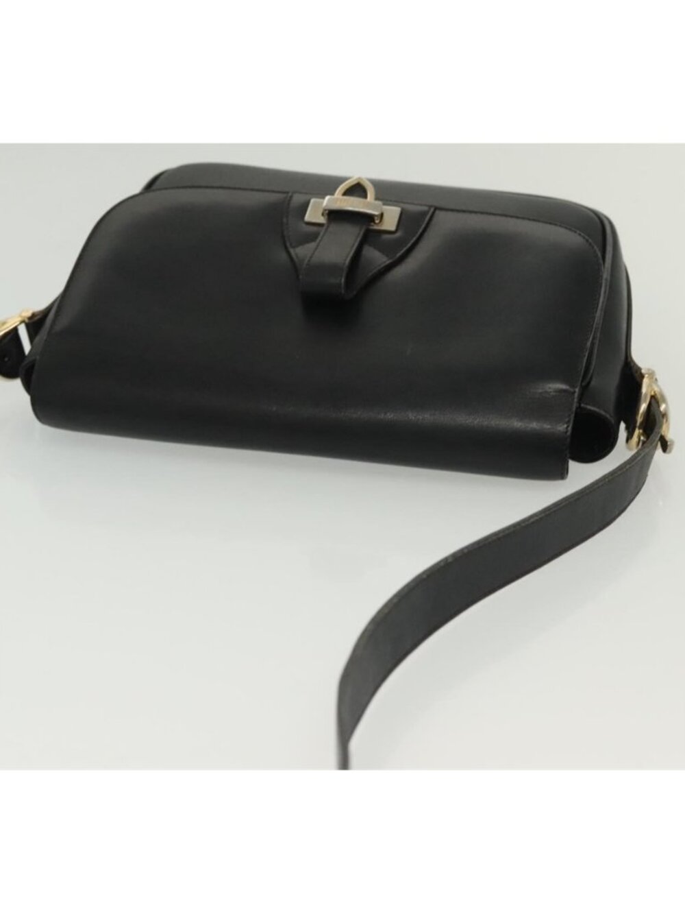 Authentic CELINE Shoulder Bag Leather Navy Gold - Picture 14 of 16